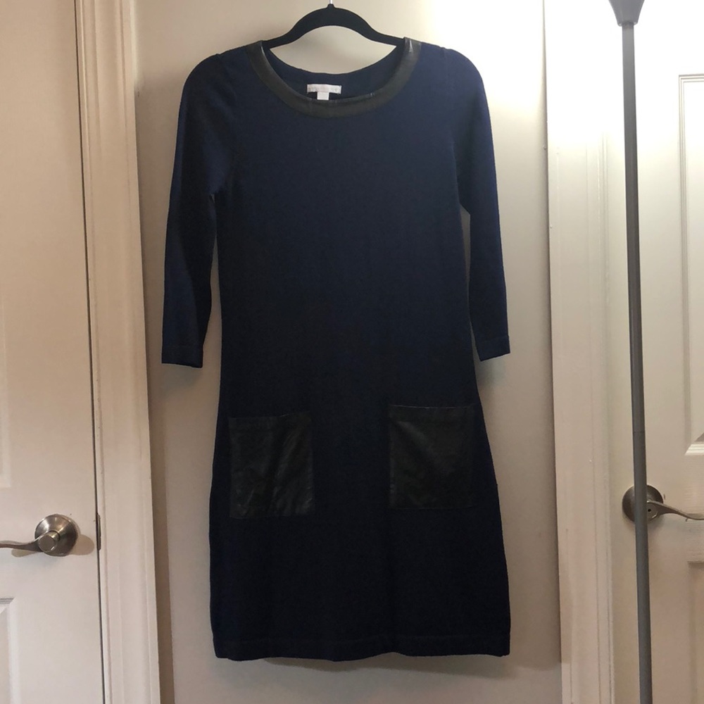 NYC Sweater dress with leather detailing